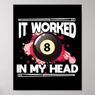Poster Billiards 8 Ball Piscina Player Funcionou 8 Na Min