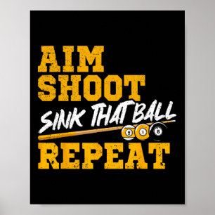 Poster Billiards Aim Shoot Sink Que Bola Repete A Piscina