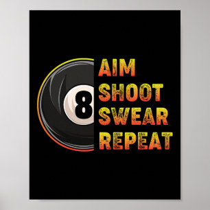 Poster Billiards Aim Shoot Swear Repetir Jogador de Pisci