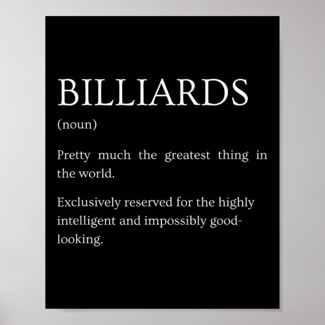 Poster Billiards Definition - Engraçado Sarcástico Billia (Frente)