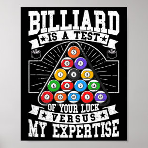 Poster Billiards Especializam 8 Homens de Bola Mulheres. 
