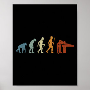Poster Billiards Evolution Billiard Player Retro Vintage