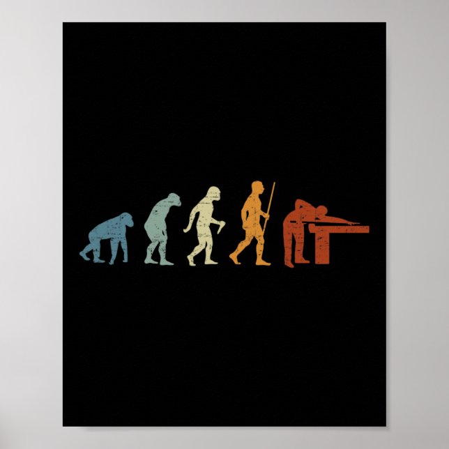 Poster Billiards Evolution Billiard Player Retro Vintage (Frente)