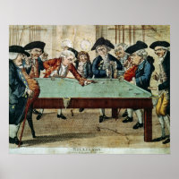 Billiards, gravação do século 18 por R. Sayer