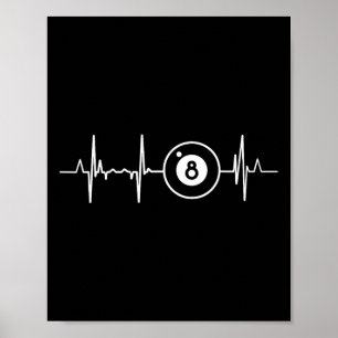 Poster Billiards Heartbeat 8 Ball Heartline Piscina Billa