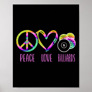 Poster Billiards Piscina Player Ball Tie Dye Girl Retro V