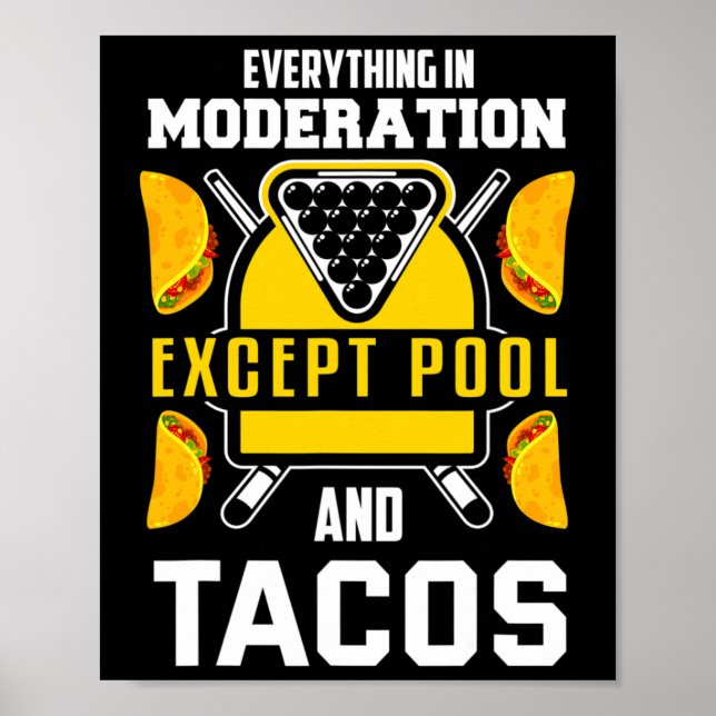 Poster Billiards Shirt Piada Taco Lover Billiards Piscina (Frente)