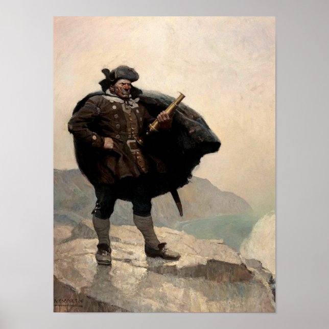Poster Billy Bones, ilha do tesouro por N. C. Wyeth (Frente)