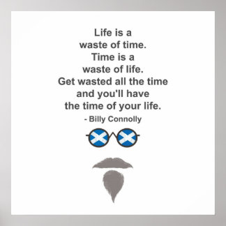Poster Billy Connolly óculos e citação