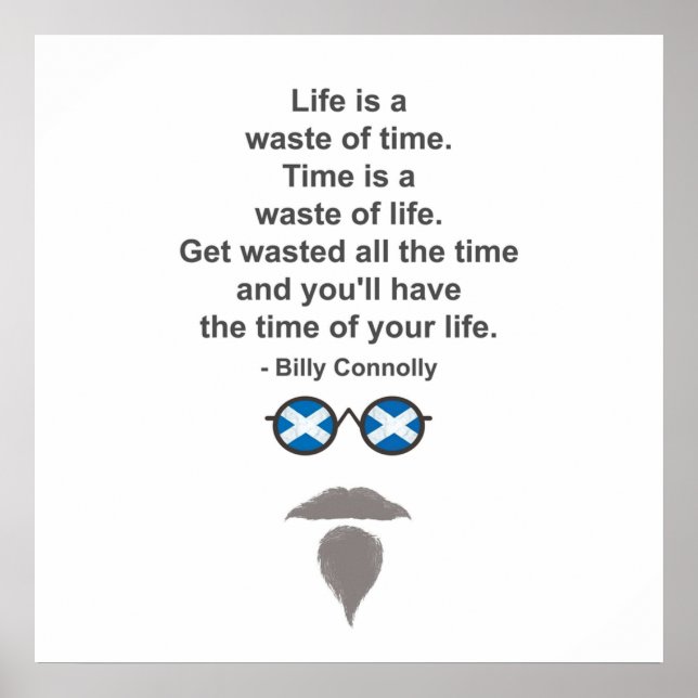 Poster Billy Connolly óculos e citação (Frente)