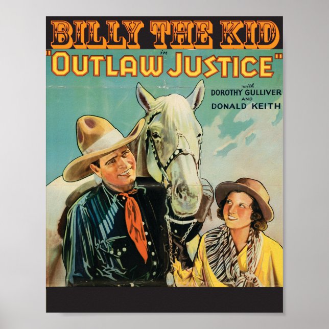 Poster Billy the Kid Outlaw 🌟 Justice Western Movie (Frente)