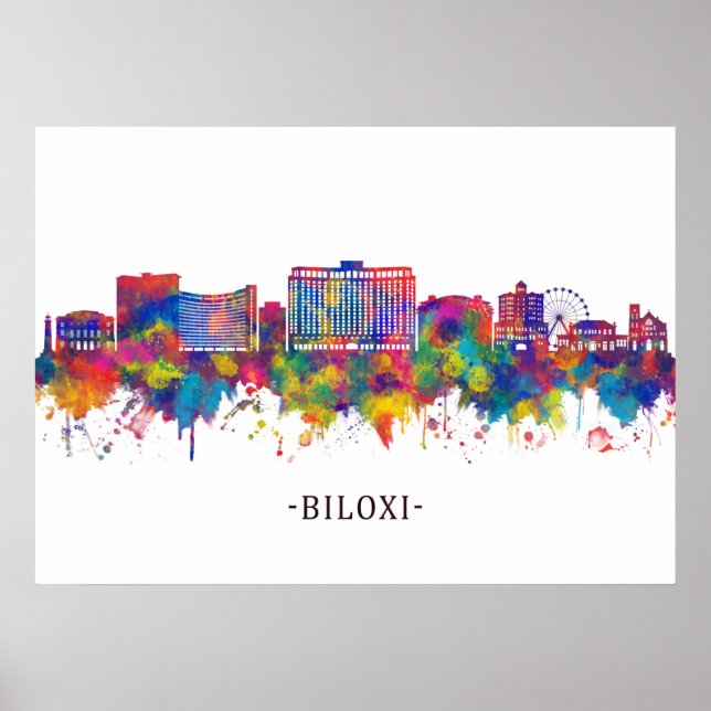 Poster Biloxi Mississippi Skyline (Frente)