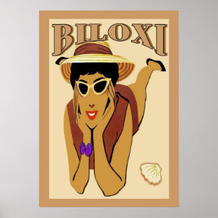 Póster Biloxi, senhora na praia