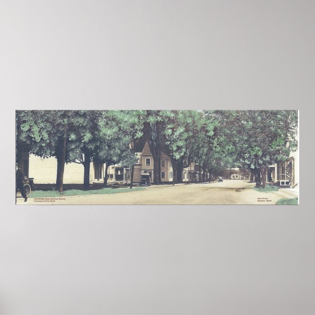 Póster Bingham, Maine - Vintage Main Street View (Frente)