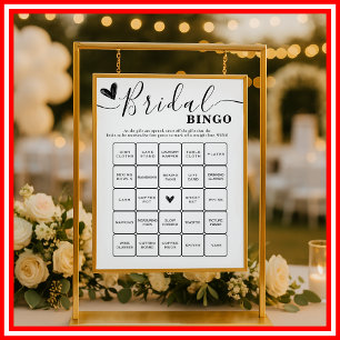 Poster Bingo de Chuveiro de Noiva Elegante Caligrafia