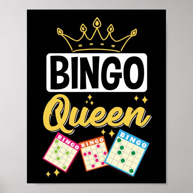 Poster Bingo Queen Funny Lucky Gambling (Frente)