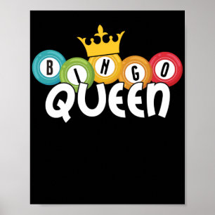 Poster Bingo Queen Funny Lucky Gambling