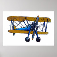 Biplano clássico antigo com trem de pouso triciclo