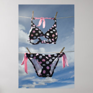 Póster Biquini que pendura em um Clothesline