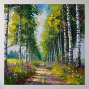 Poster Birch Trees Lane