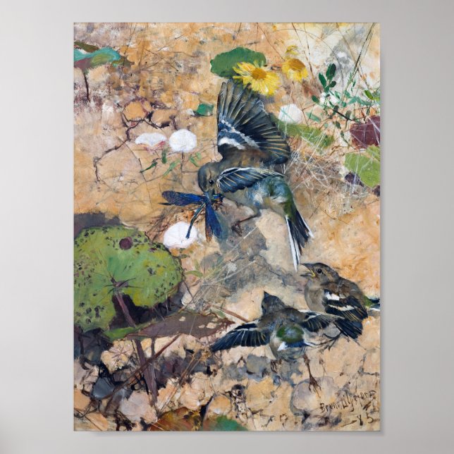 Poster Bird e Dragonfly, Bruno Liljefors (Frente)