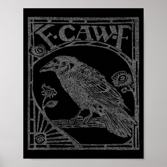 Poster Bird Raven Crow F Caw F Slogan Graphic  (Frente)