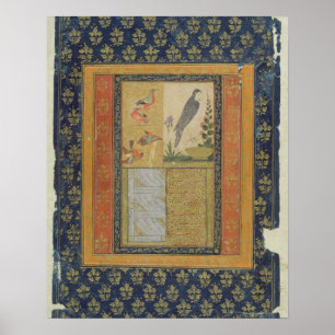 Póster Bird study and calligraphy, Golconda, Andhra Prade