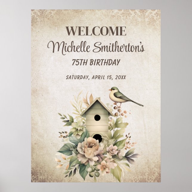 Poster Birdhouse Botanical Nature 75. º Aniversário (Frente)