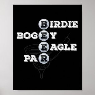 Poster Birdie Bogey Eagle Par Beer Golf Ball Golfe Engraç
