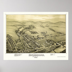 Póster Birdsboro, mapa panorâmico do PA - 1890
