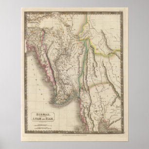 Póster Birmah, Anam, Sião, Tailândia