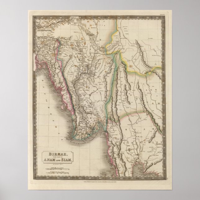 Póster Birmah, Anam, Sião, Tailândia (Frente)