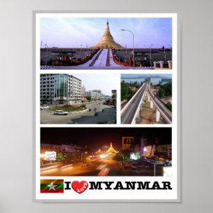 Poster Birmânia - Mianmar - I Love -