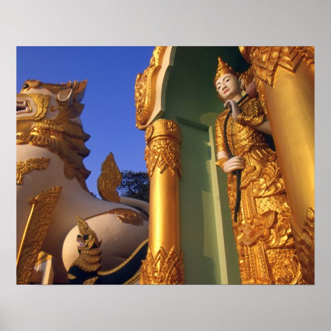 Póster Birmânia (Mianmar), Rangoon (Yangon) Templo (Frente)