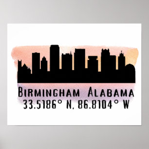 Poster Birmingham AL City Skyline