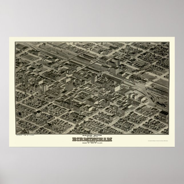 Póster Birmingham, AL Panorâmica Map - 1903 (Frente)