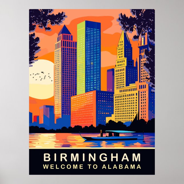 Poster Birmingham, Alabama, Cahaba River, Viagem (Frente)