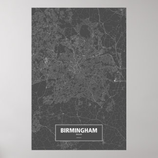 Póster Birmingham, Inglaterra (branco a preto)