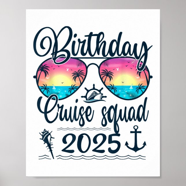 Poster Birthda Cruise Squad 2025 Matching Cruise Birthda (Frente)