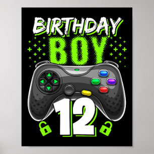 Poster Birthday Boy 12 Video Game Controller Gamer 12 B