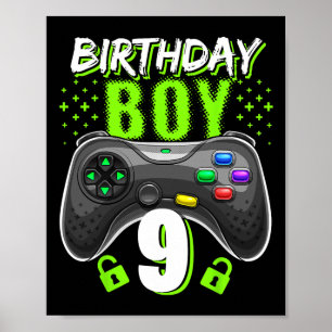 Poster Birthday Boy 9 Video Game Controller Gamer 9th Bir