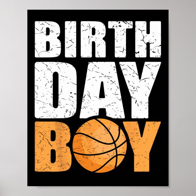 Poster Birthday Boy Bysketbyll Partido do Tema Futuro Bys (Frente)