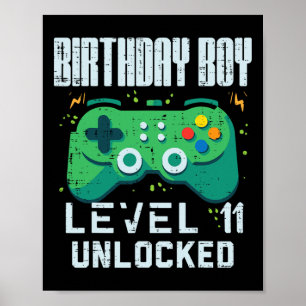 Poster Birthday Boy Level 11 - Controladora de Jogador De