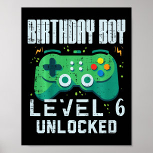 Poster Birthday Boy Nível 6 - 6 do Gamer Controller Desbl