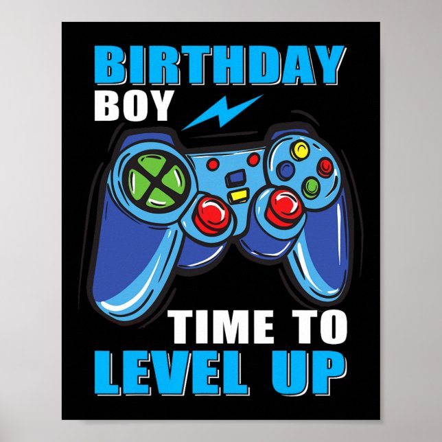 Poster Birthday Boy Time To Level Up Video Game Boys (Frente)
