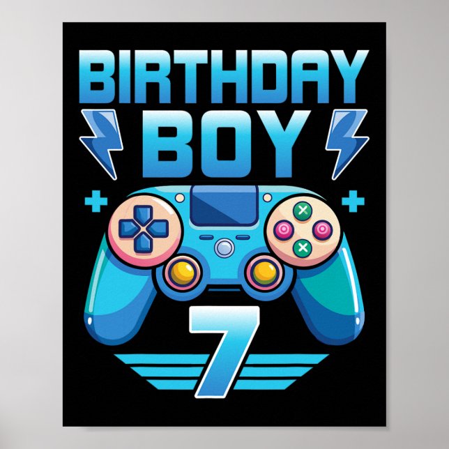 Poster Birthday Boy Video Gamer 7 Festa de aniversário 7  (Frente)