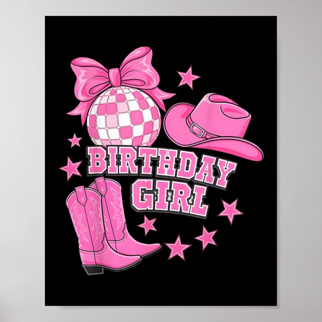 Poster Birthday Cowgirl Western Disco Birthday (Frente)