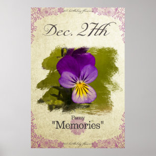 Poster Birthday flowers on December 27th "Pansy"