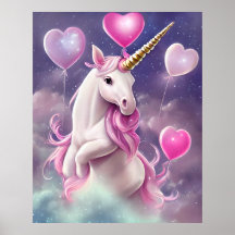 Birthday Girl Fantasy Unicorn com Balões Rosa