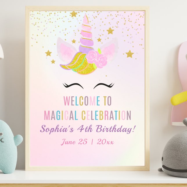 Poster Birthday Girl Unicorn Magical Celebration (Criador carregado)